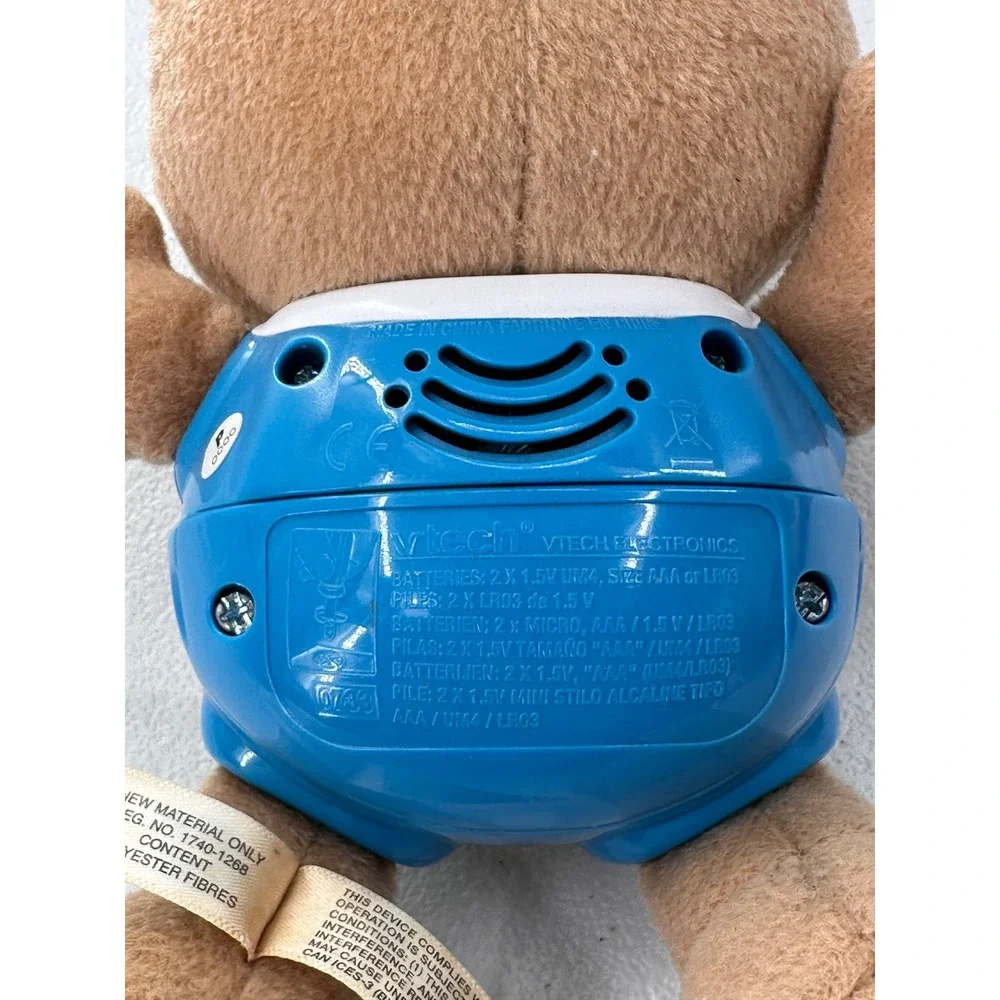 VTech Happy Lights Bear Plush Musical Stuffed Animal Toy Brown Blue 7 in Nursery